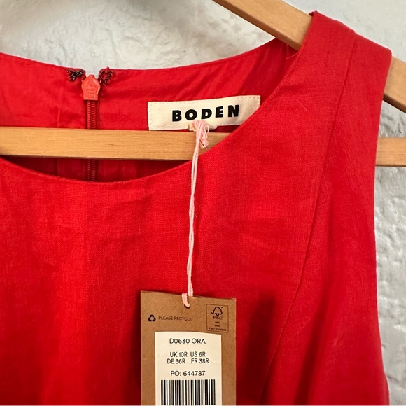 Boden Fit-and-Flare Linen Mini Dress In Vermillion Red - Picture 7 of 13